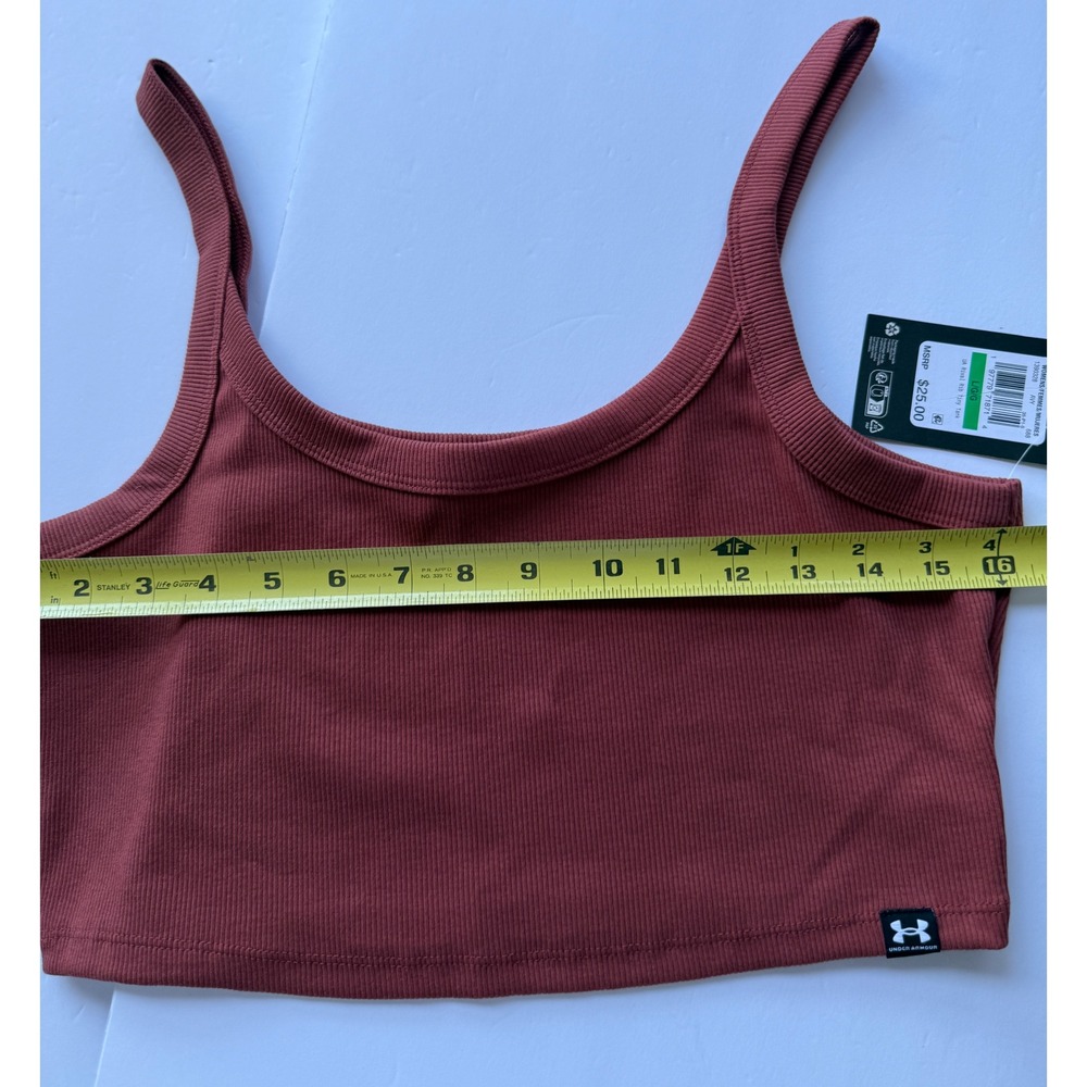 Under Armour Rib Tiny Tank Women Large Clay Rust Cropped Ribbed Top NWT